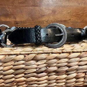 Brighton Black Braided Boho Belt, 34 L